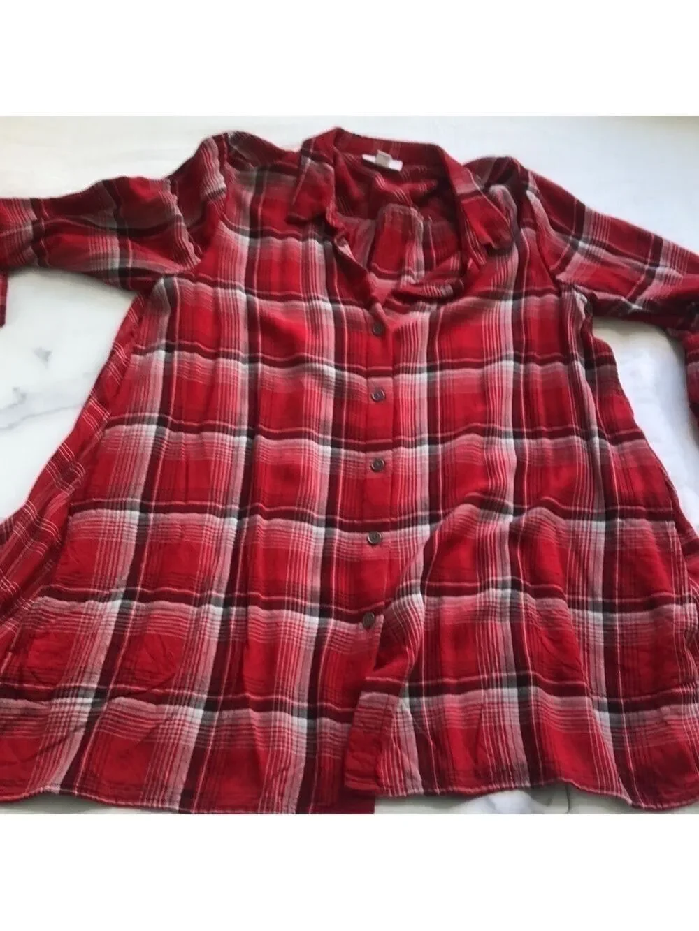 J. Jill Mixed Plaid Double Cloth Tunic Top Small Petite